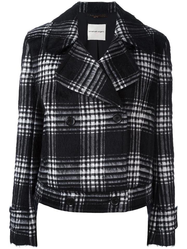Emanuel Ungaro Plaid Double-breasted Jacket, Women's, Size: 44, Black, Cotton/polyamide/polyester/alpaca