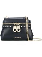 Twin-set Front Zip Crossbody Bag, Women's, Blue, Leather/metal