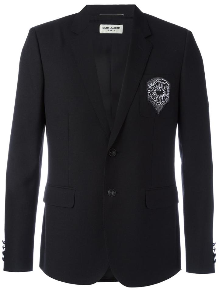 Saint Laurent Contrast Patch Blazer - Black