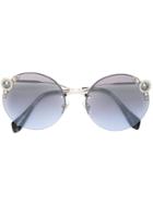 Miu Miu Eyewear Embellished Noir Sunglasses - Metallic