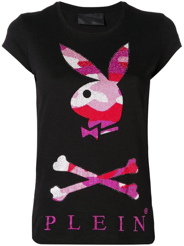 Philipp Plein Camouflage Playboy Bunny T-shirt - Black