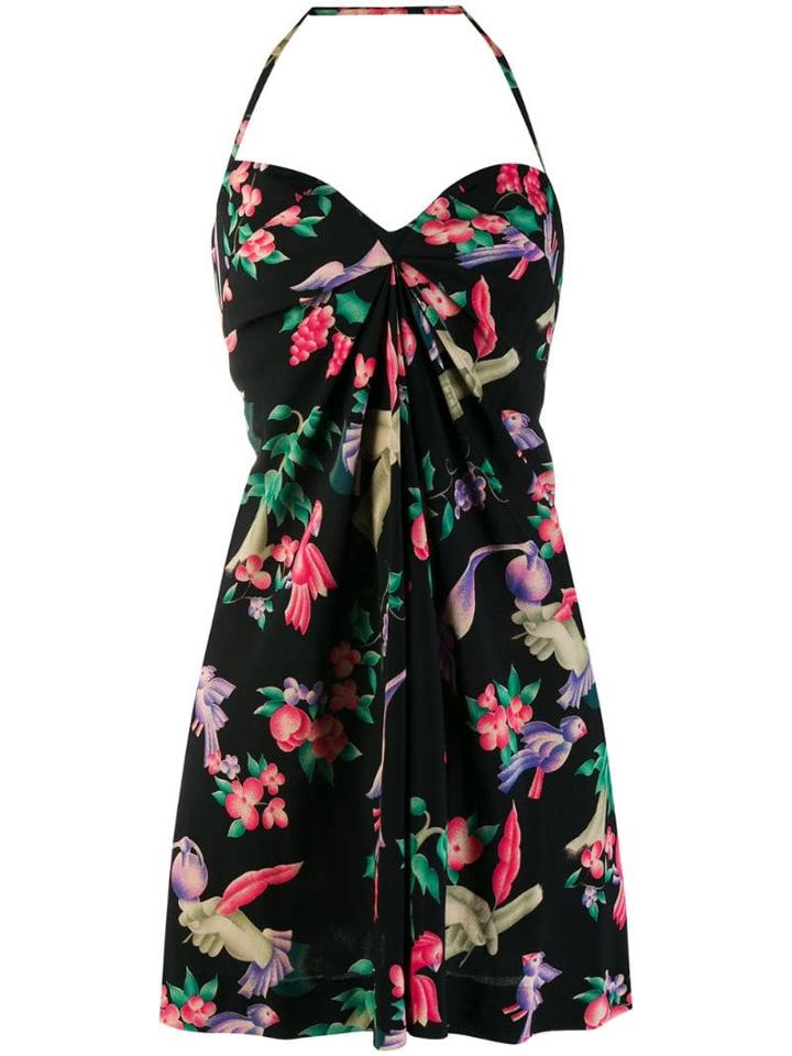 Chanel Pre-owned Halterneck Floral Dress - Black