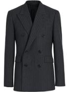 Burberry Classic Fit Pinstriped Wool Tailored Jacket - Grey