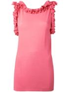 Ermanno Scervino Ruffled Neck And Sleeve Tank, Women's, Size: 38, Pink/purple, Polyamide/polyester/viscose