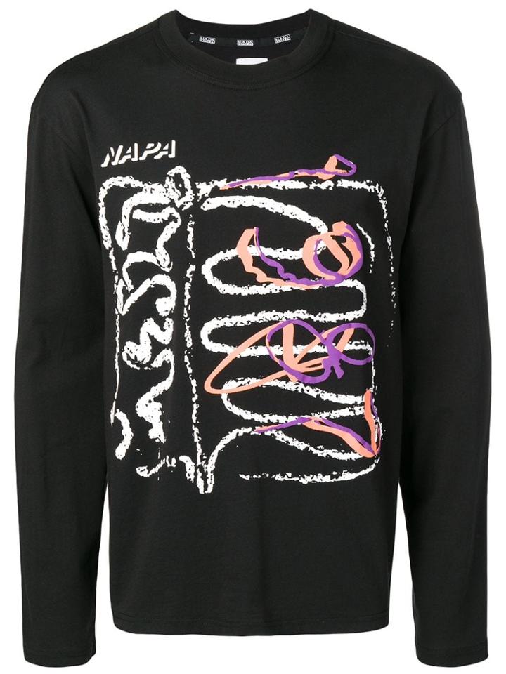 Napa By Martine Rose Abstract Print Long Sleeve Top - Black