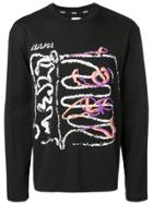 Napa By Martine Rose Abstract Print Long Sleeve Top - Black