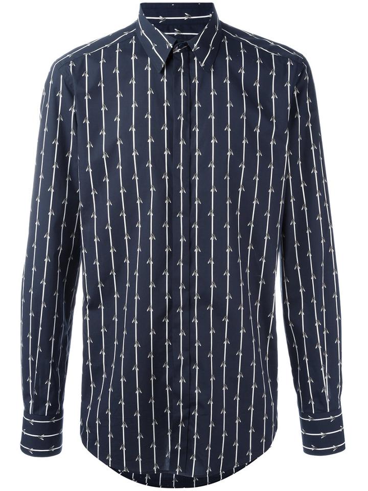 Dolce & Gabbana Bee Print Shirt, Men's, Size: 42, Blue, Cotton