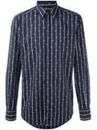 Dolce & Gabbana Bee Print Shirt, Men's, Size: 42, Blue, Cotton