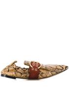 Chloé Python-effect Fringed Leather Ballet Flats - Yellow
