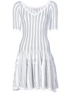 Cushnie Et Ochs Striped Flared Dress - White