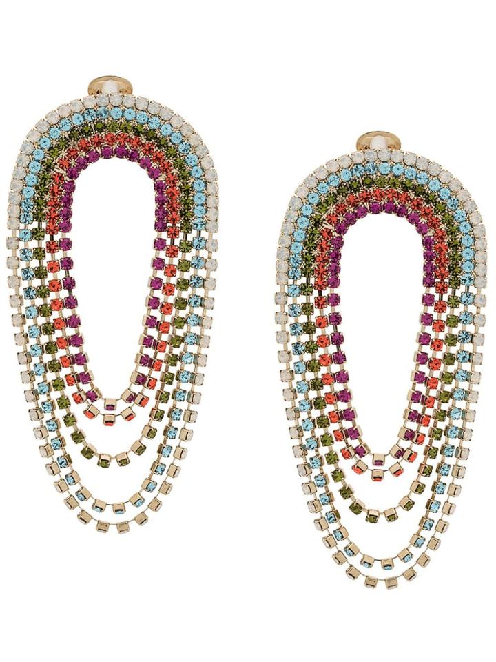 Silvia Gnecchi Multi Crystal Oversized Earrings - Red