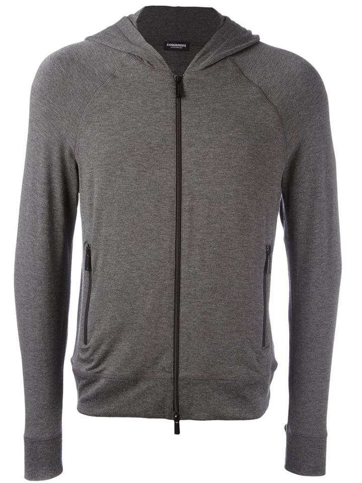Dsquared2 Zipped Hoodie, Men's, Size: Medium, Grey, Spandex/elastane/viscose