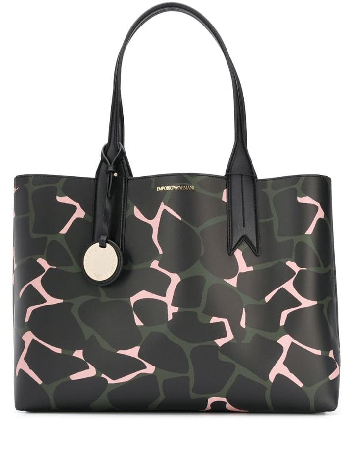 Emporio Armani Printed Open Top Tote - Black