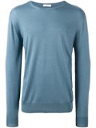 Boglioli Crew Neck Jumper, Men's, Size: Large, Blue, Silk/cashmere/virgin Wool