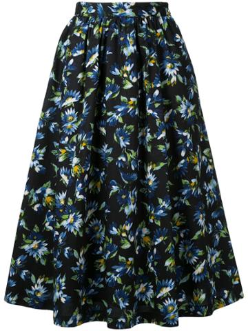 Clane Mid-length Floral Skirt - Black