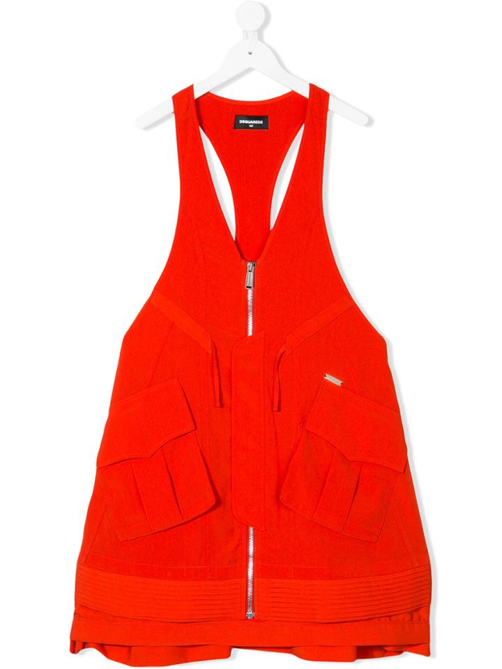 Dsquared2 Kids Zipped Dungarees Dress - Yellow & Orange