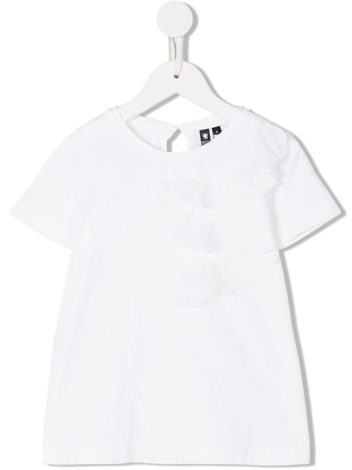 European Culture Kids Ruffled Detail T-shirt, Girl's, Size: 8 Yrs, White