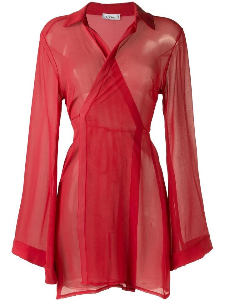 Amir Slama Sheer Panel Dress, Women's, Size: Gg, Red, Silk