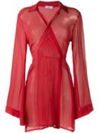 Amir Slama Sheer Panel Dress, Women's, Size: Gg, Red, Silk