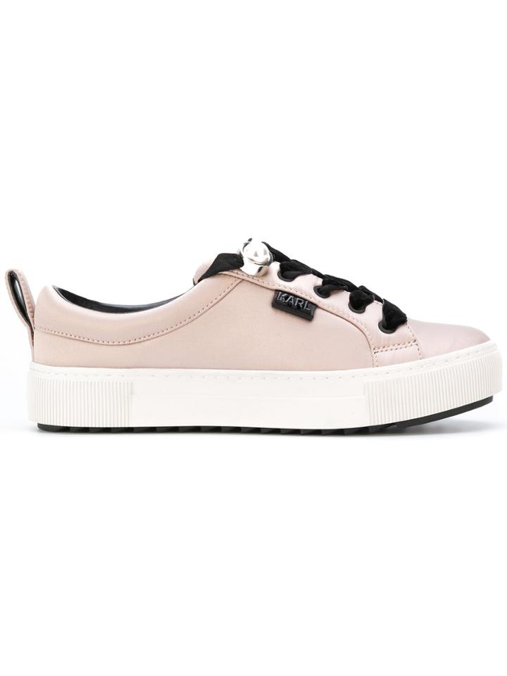 Karl Lagerfeld Lace Up Sneakers - Pink & Purple