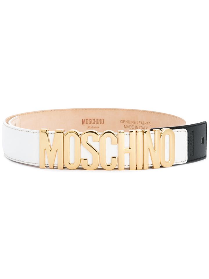 Moschino Branded Belt, Women's, Size: 90, White, Leather/metal (other)