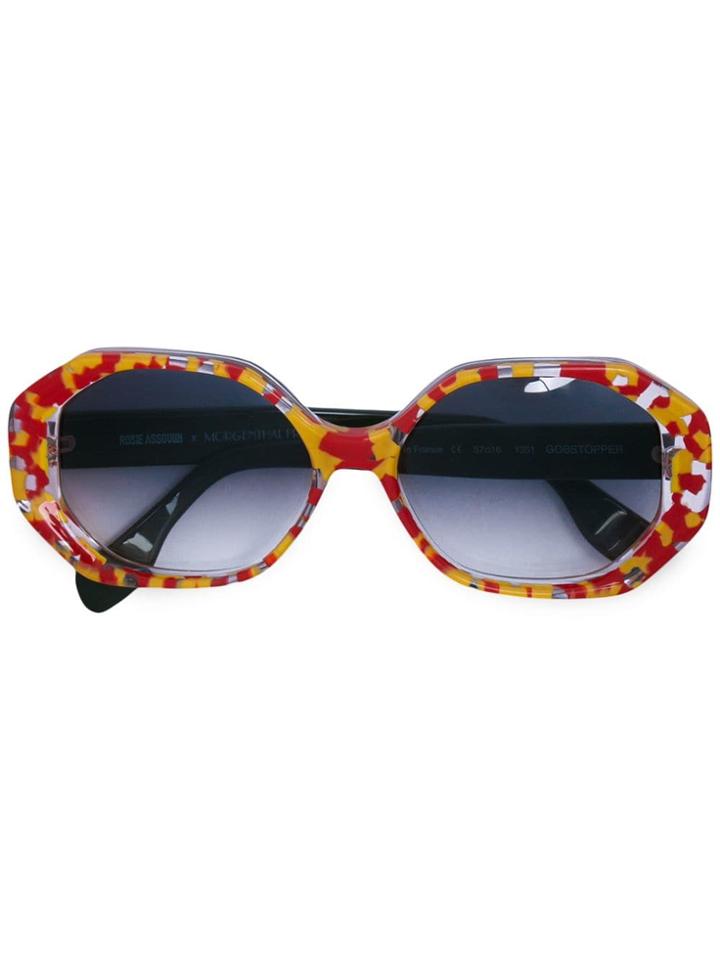 Rosie Assoulin Wide Round Sunglasses - Red