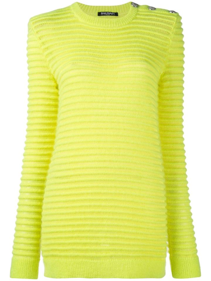 Balmain Long Crew Neck Jumper - Yellow & Orange