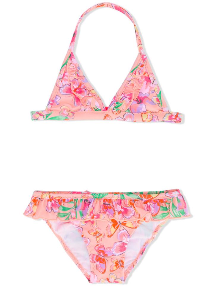 Sunuva - Tropical Butterfly Print Bikini - Kids - Polyamide/spandex/elastane - 2 Yrs, Yellow/orange