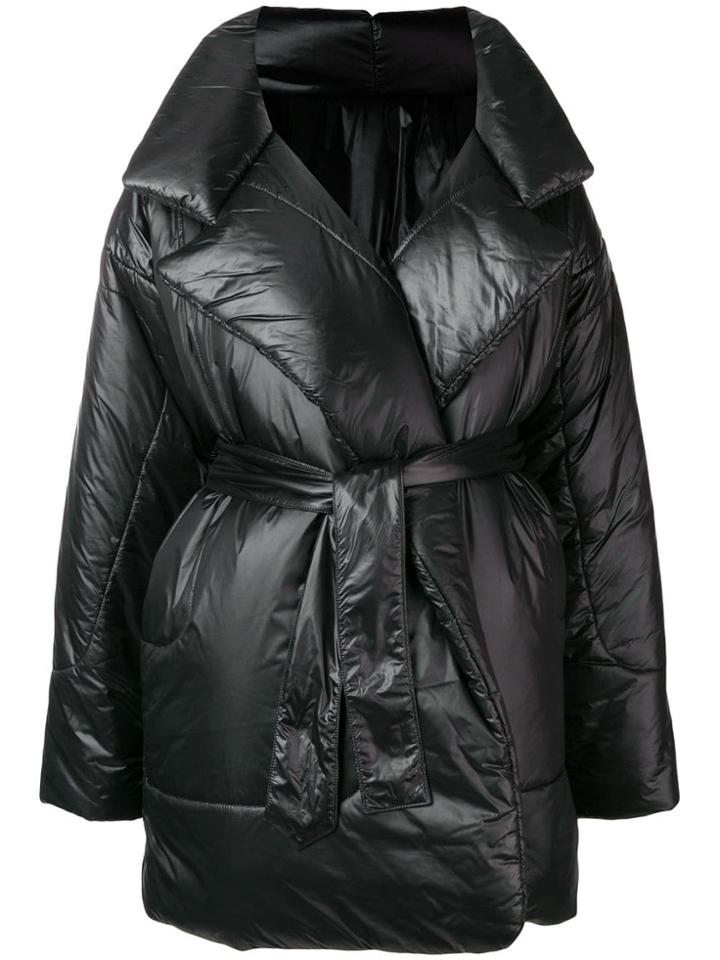 Norma Kamali Belted Padded Coat - Black