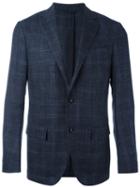 Ermenegildo Zegna Checked Blazer, Men's, Size: 46, Blue, Silk/wool/linen/flax/cupro