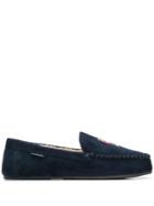 Ralph Lauren Embroidered Logo Shearling Lined Loafers - Blue