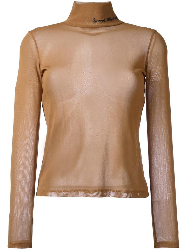 Each X Other Sheer Turtle Neck Jumper, Women's, Size: Xl, Brown, Polyester/spandex/elastane