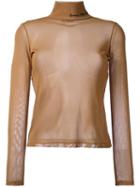 Each X Other Sheer Turtle Neck Jumper, Women's, Size: Xl, Brown, Polyester/spandex/elastane