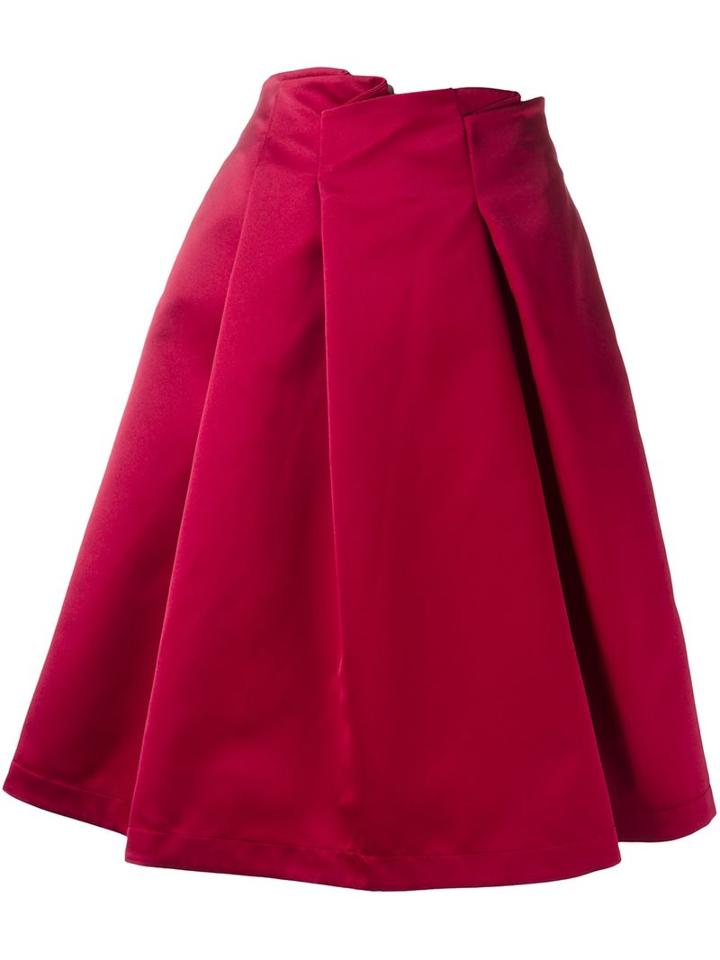 Jil Sander Navy Woven Pleated Skirt