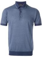 Loro Piana Striped Polo Shirt, Men's, Size: Medium, Blue, Silk/linen/flax