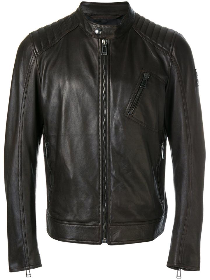 Belstaff Zipped Biker Jacket - Brown