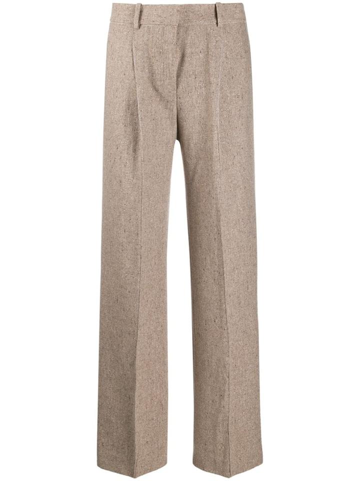 Theory Wide Leg Pleated Trousers - Neutrals