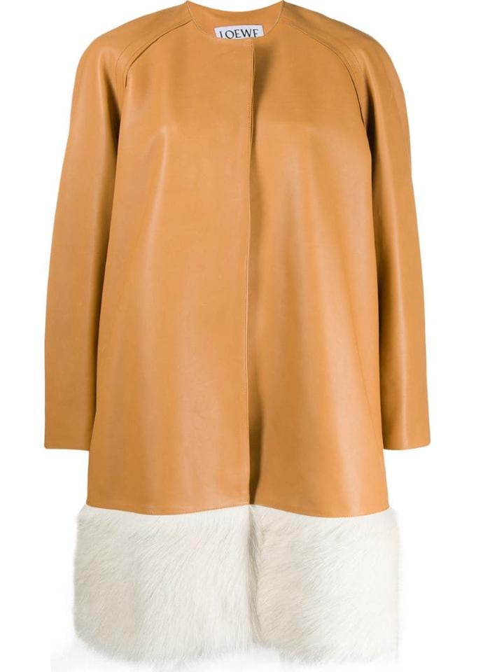 Loewe Oversized Fur-trimmed Coat - Neutrals