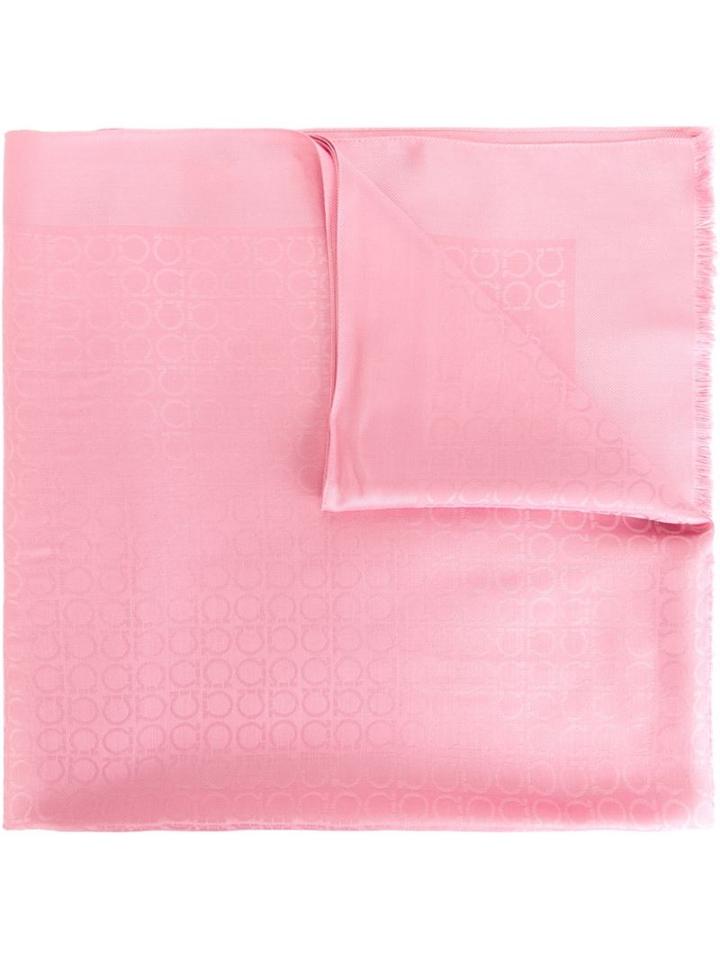 Salvatore Ferragamo - Gancio Patterned Scarf - Women - Silk/wool - One Size, Pink/purple, Silk/wool