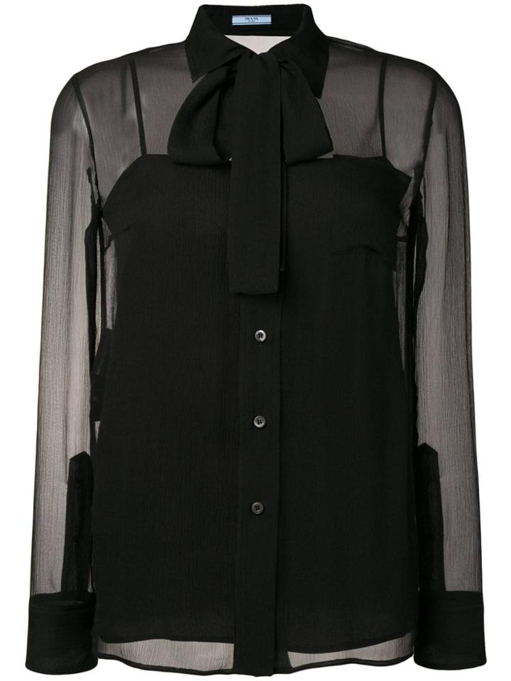 Prada Bow Tie Shirt - Black