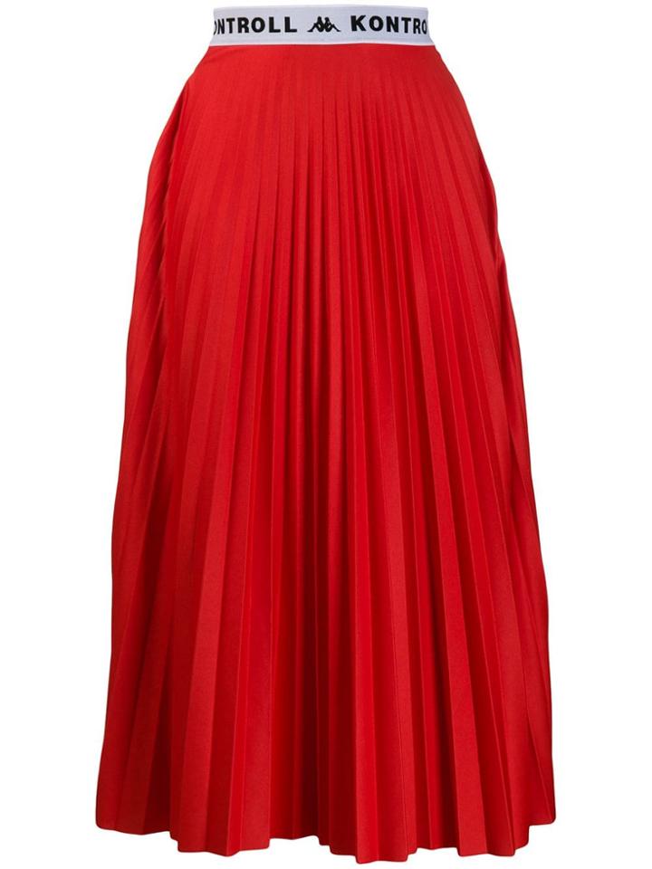 Kappa Kontroll Pleated Midi Skirt - Red