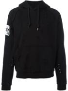 Haculla Arm Patch Ripped Hoodie, Men's, Size: Medium, Black, Cotton