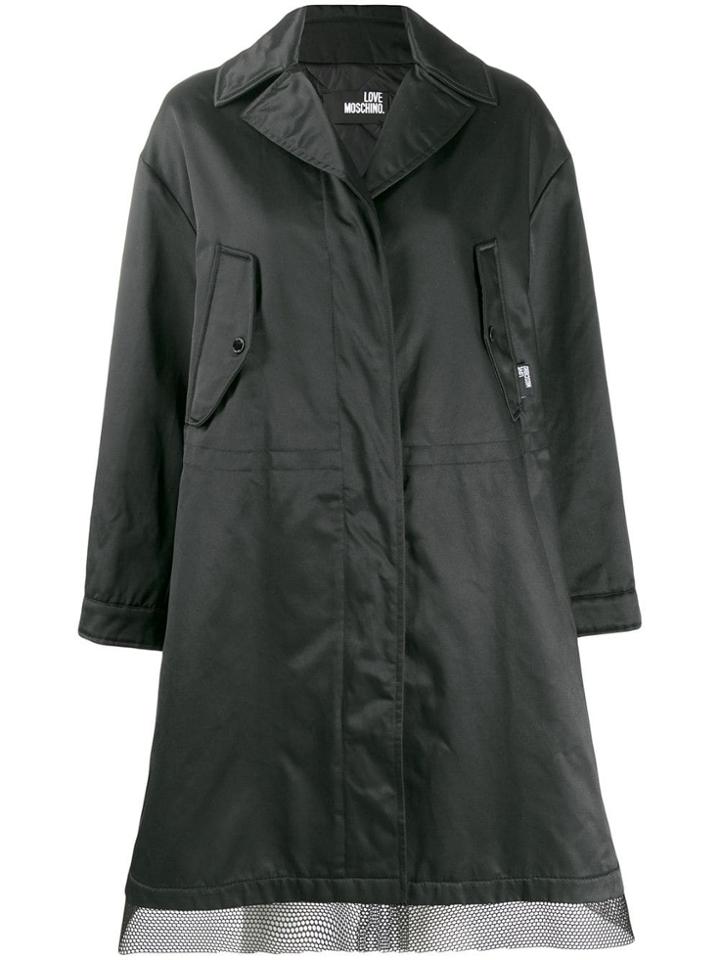 Love Moschino Mesh Detail Parka Coat - Black