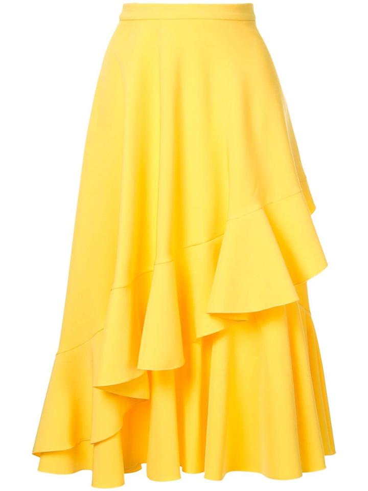 Ingie Paris Ruffled Midi Skirt - Yellow