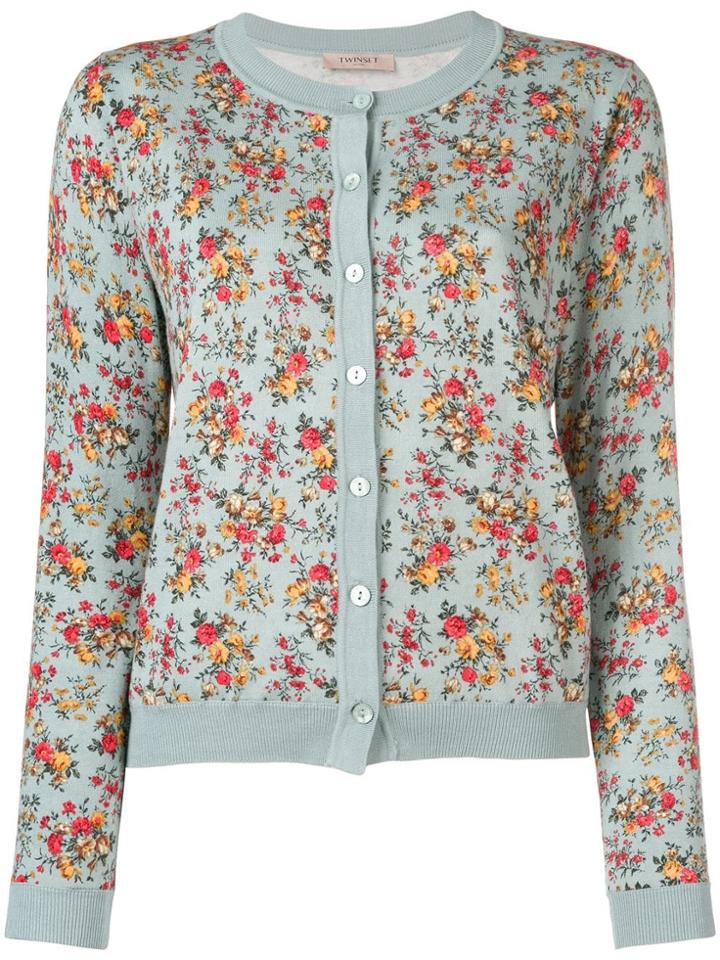 Twin-set Floral Caridgan - Blue