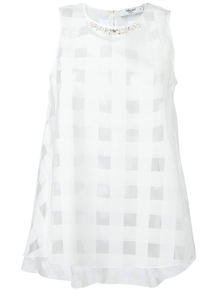 Blugirl - Sheer Square-cut Blouse - Women - Polyester - 40, White, Polyester
