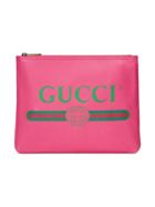 Gucci Gucci Print Leather Medium Portfolio - Pink & Purple