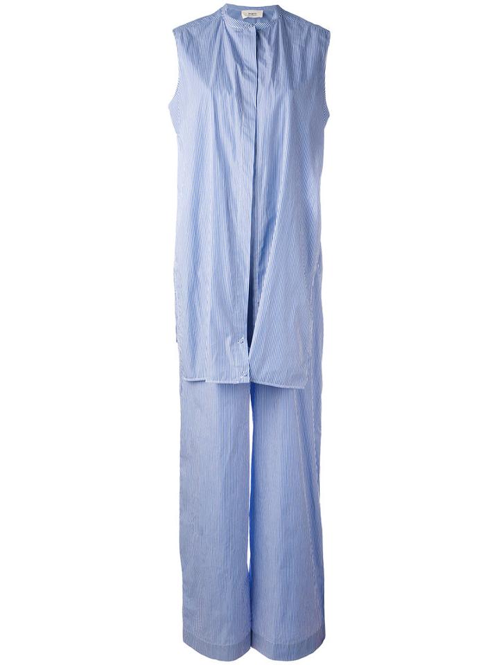 Ports 1961 - Pinstripe Jumpsuit - Women - Cotton - 40, Blue, Cotton