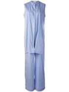 Ports 1961 - Pinstripe Jumpsuit - Women - Cotton - 40, Blue, Cotton