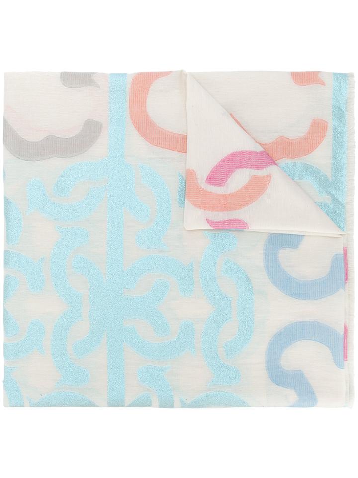 Essentiel Antwerp Long Patterned Scarf - Blue